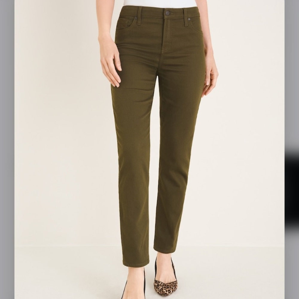 Chico’s So Slimming girlfriend ankle Jeans.